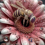 BijouBee Blush Bloom wanddecoratie met bij tussen zachtroze bloemen