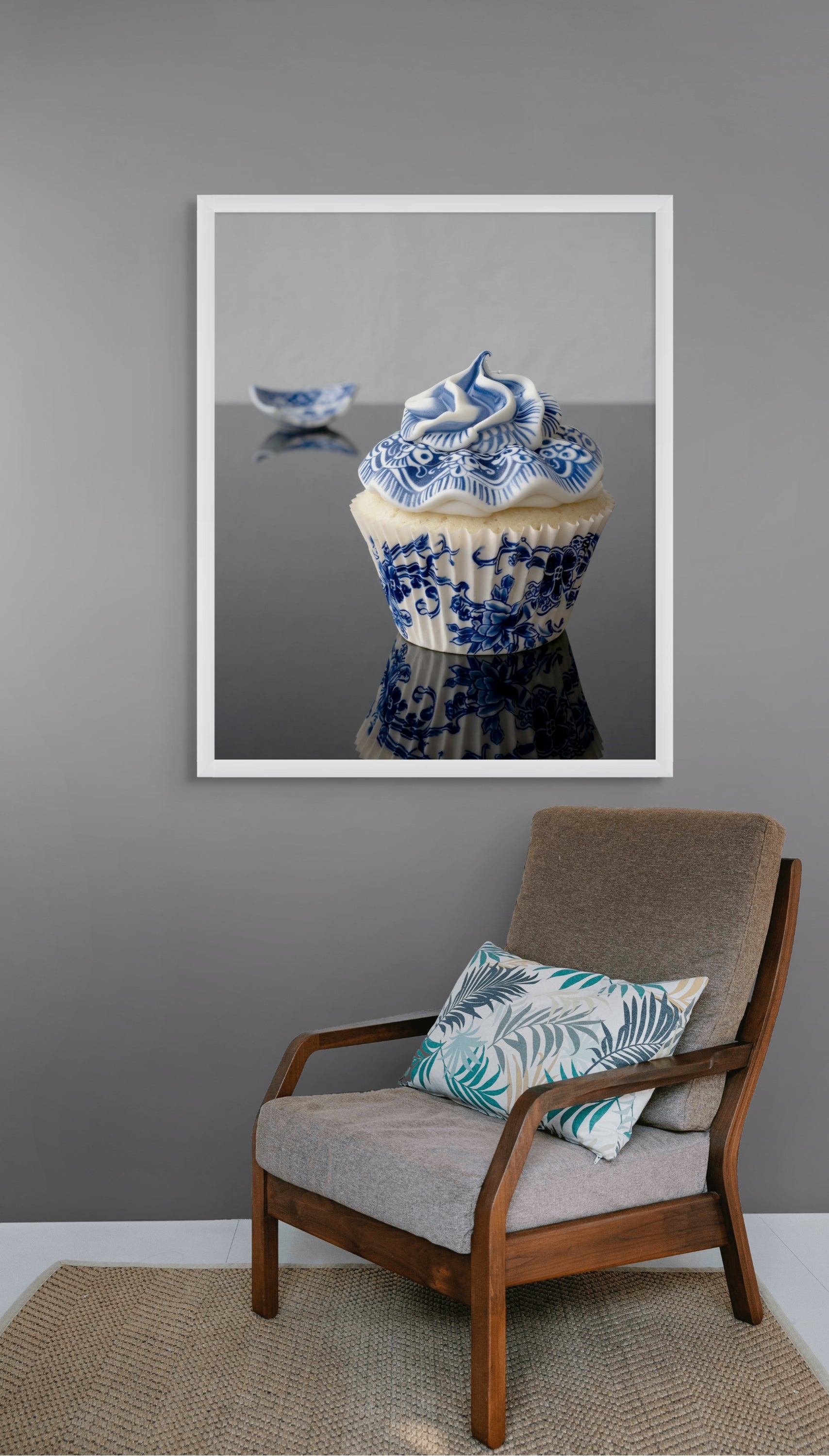 Blauw Glazuur Taart Wanddecoratie – Patisserie Keuken Canvas Print