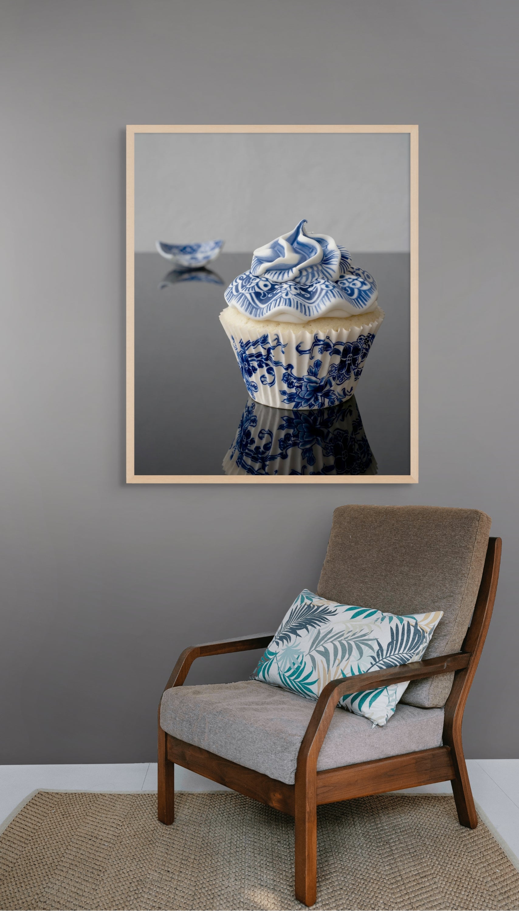 Blauw Glazuur Taart Wanddecoratie – Patisserie Keuken Canvas Print
