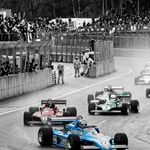 Blauw Voorop – vintage motorsport wanddecoratie