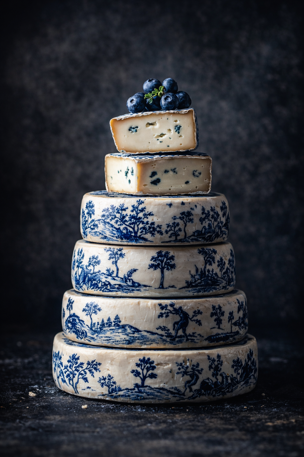 Blauwe Kaastoren Deluxe wanddecoratie met toren van kaas