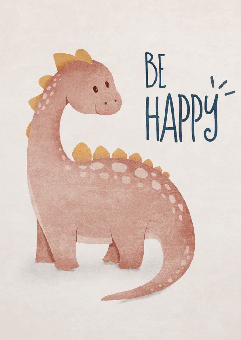 Blije Bronto Knuffelpoot Wanddecoratie – Schattig Dino Kinderkamer Canvas Print