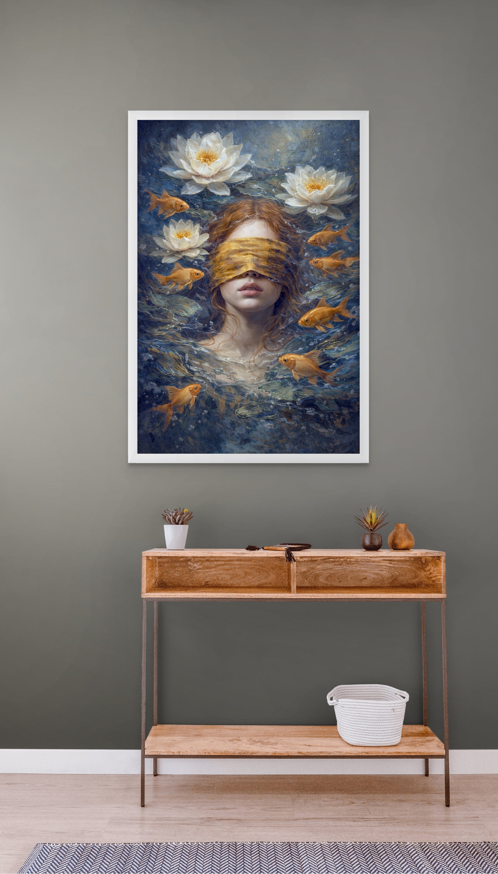 Abstract Blauw Portret Wanddecoratie – Modern Kunst Canvas Print