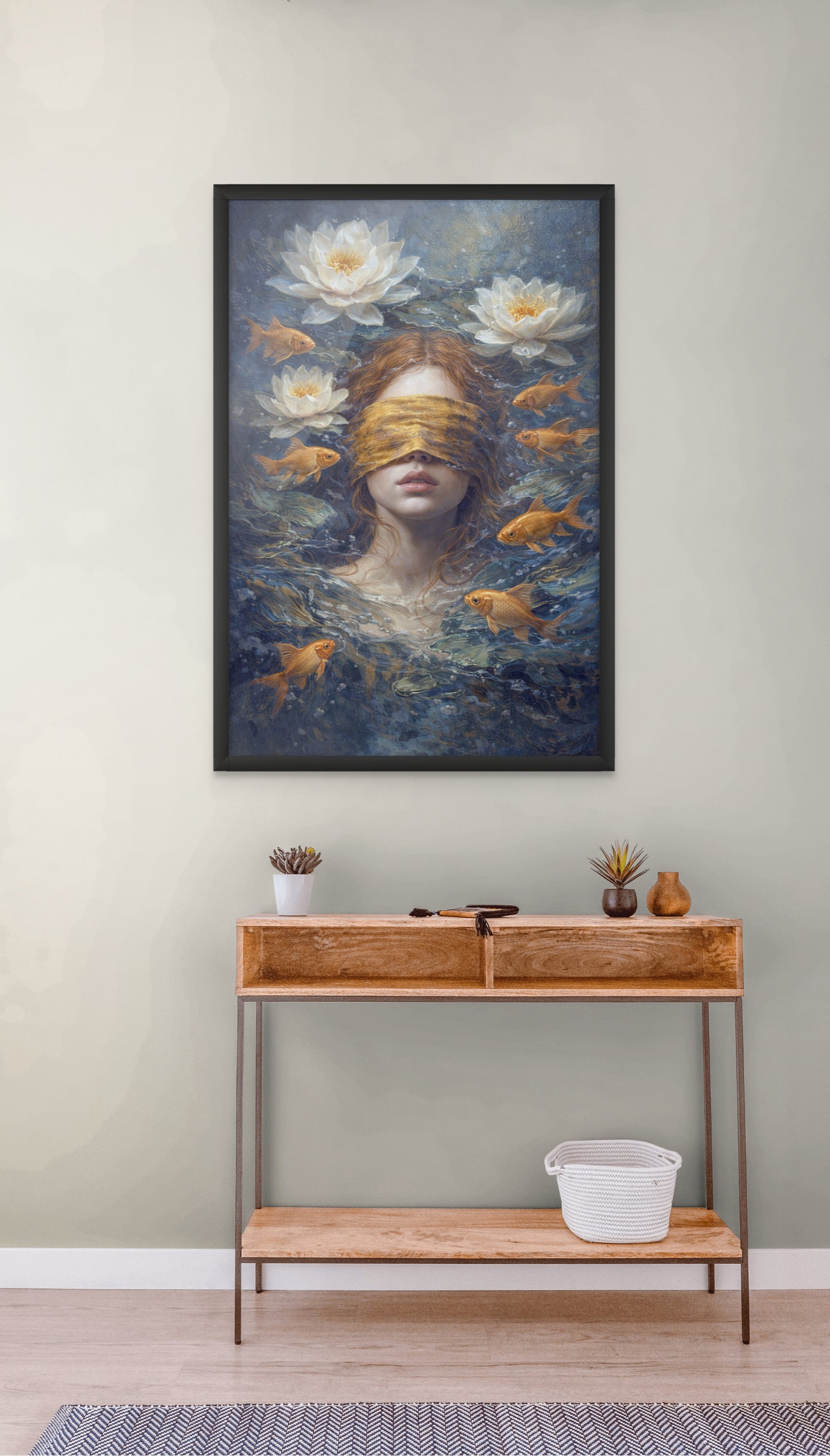 Abstract Blauw Portret Wanddecoratie – Modern Kunst Canvas Print