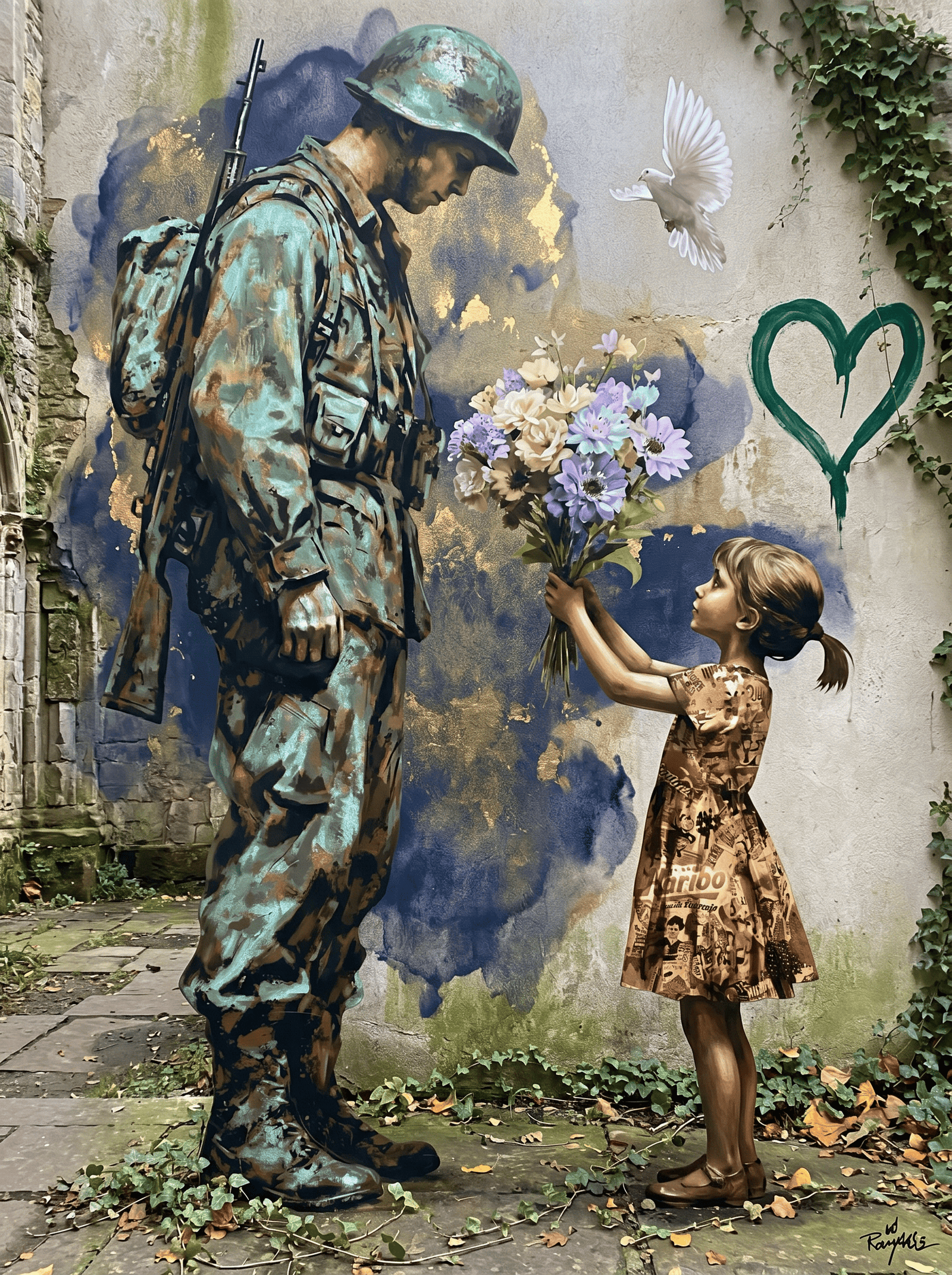 Bloemen tegen het Front Schilderij