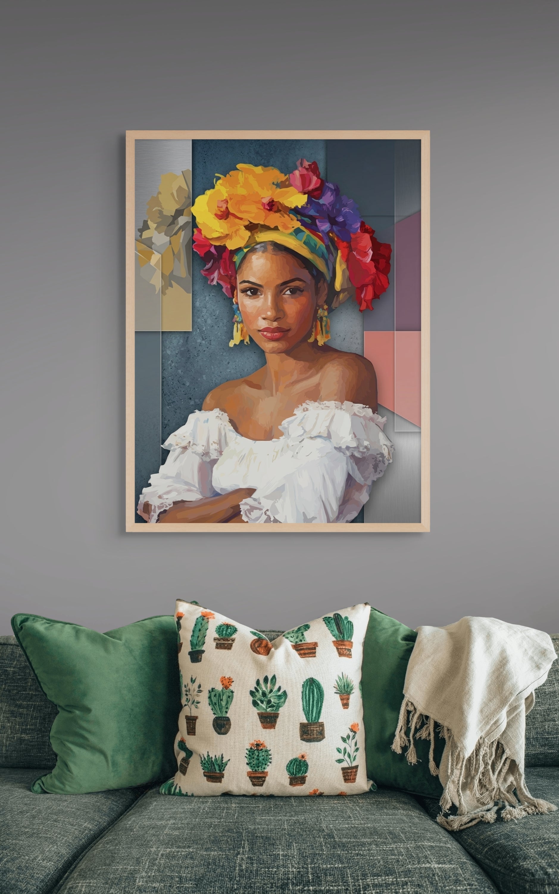 Bloemendiva Wanddecoratie Gouden Gloed – Glamour Portret Canvas Print