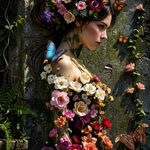 Donkere Bloemen Natuur Wanddecoratie – Sfeervolle Canvas Woonkamer Print