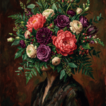 Bloemenmasker – gezicht verscholen achter bloemen