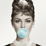 Blue Bubble Elegance wanddecoratie met elegant portret in blauwtinten