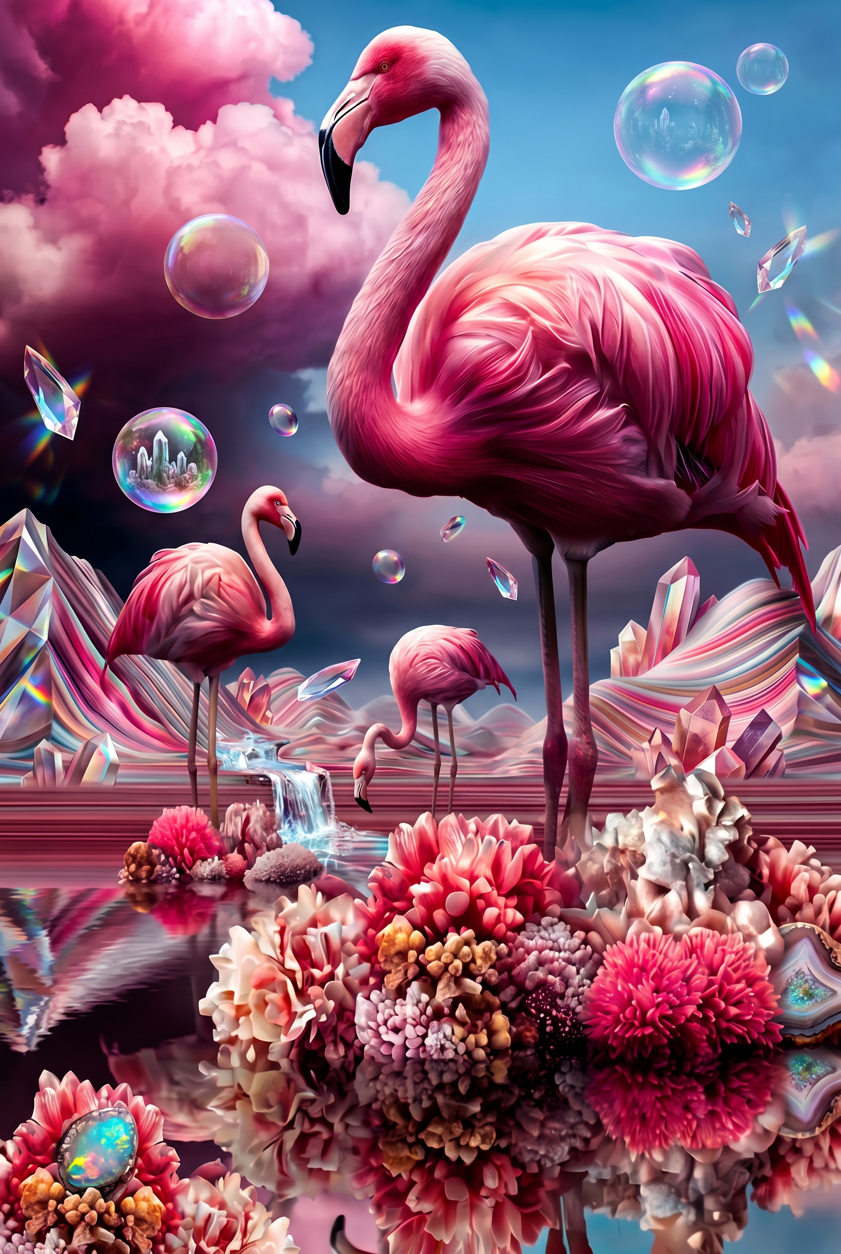 Flamingo Tropisch Wanddecoratie Roze – Kleurrijke Canvas Woonkamer Print