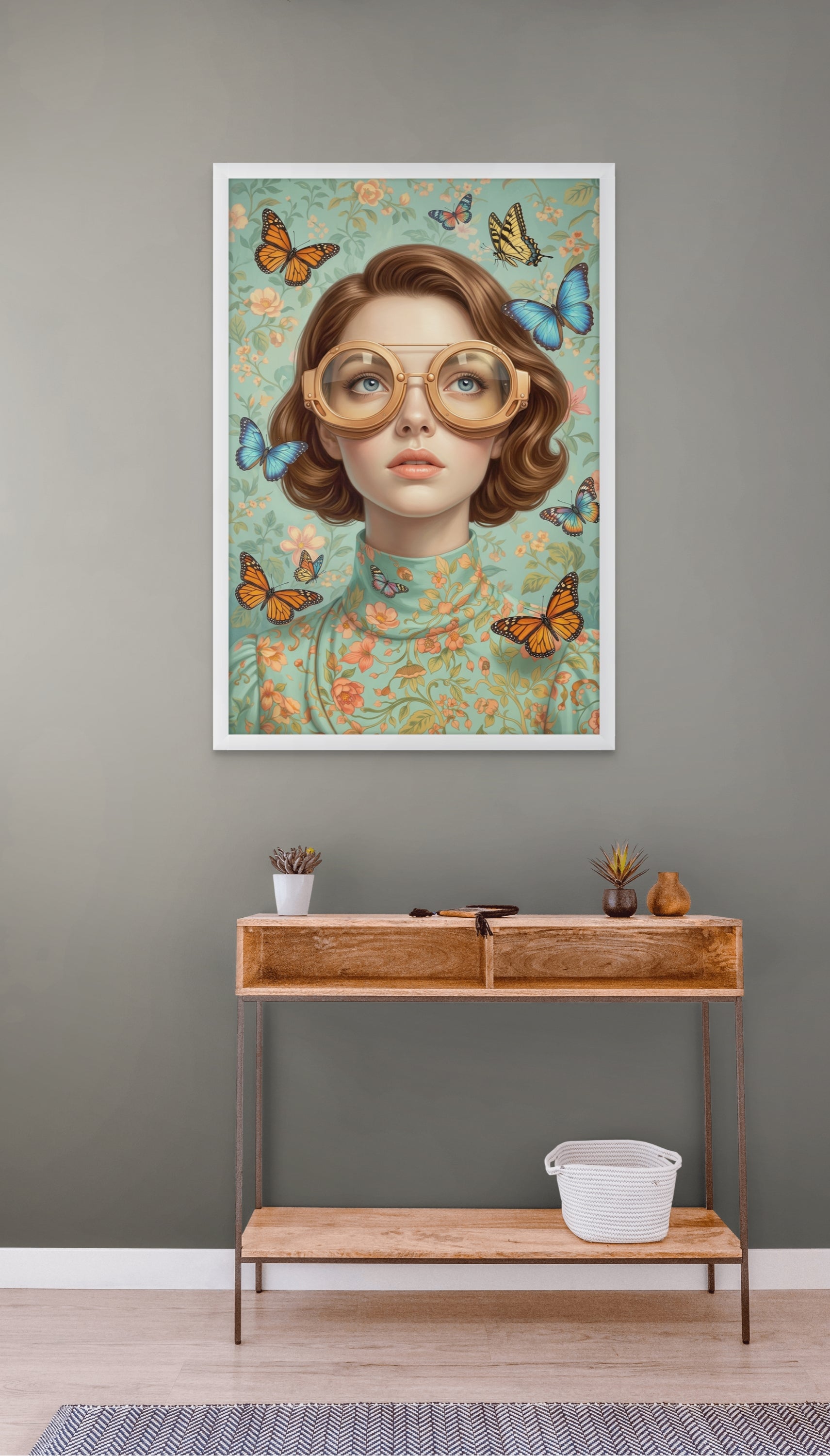 Vlinder Boulevard Vrouw Wanddecoratie – Kleurrijke Mode Canvas Print