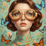 Butterfly Boulevard Belle wanddecoratie met portret en vlinders