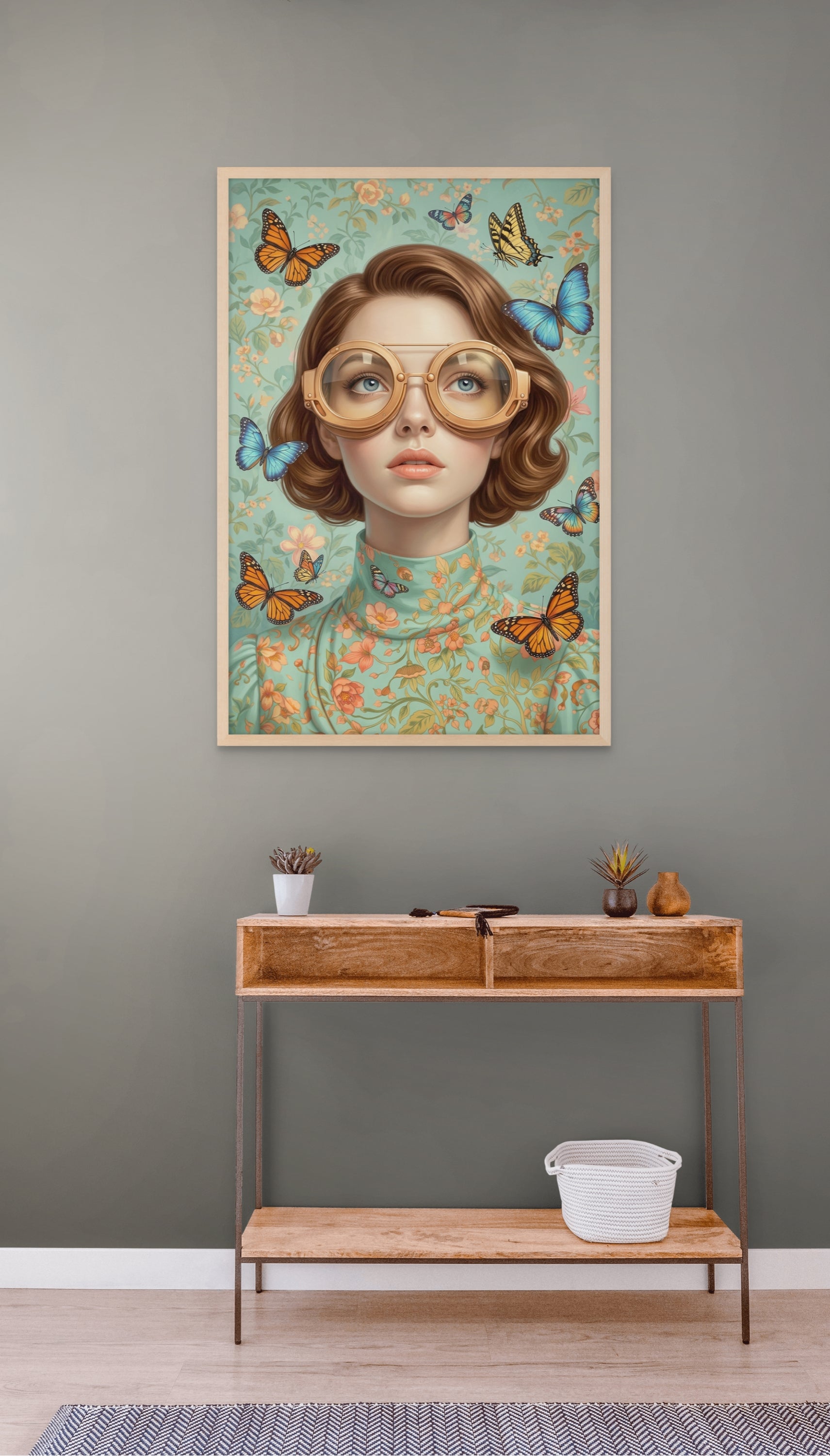 Vlinder Boulevard Vrouw Wanddecoratie – Kleurrijke Mode Canvas Print