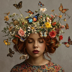 Vlinder Reverie Muze Wanddecoratie – Dromerig Vrouwelijk Canvas Print