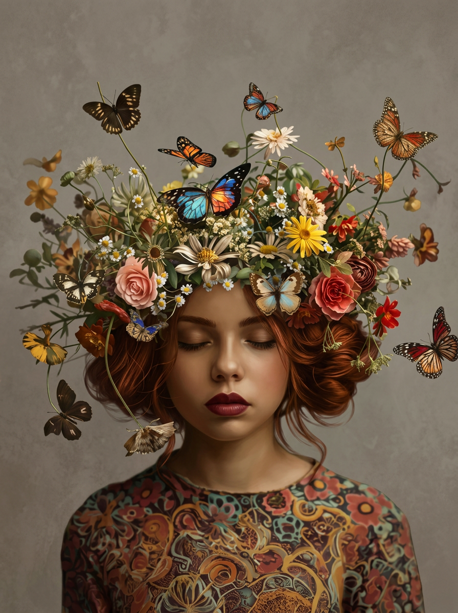 Vlinder Reverie Muze Wanddecoratie – Dromerig Vrouwelijk Canvas Print