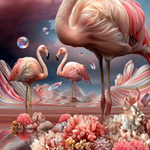Flamingo Dromerig Tropisch Wanddecoratie – Sfeervolle Canvas Print