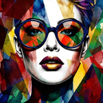 Chromatic Rebel Glow wanddecoratie met kleurrijk rebels portret