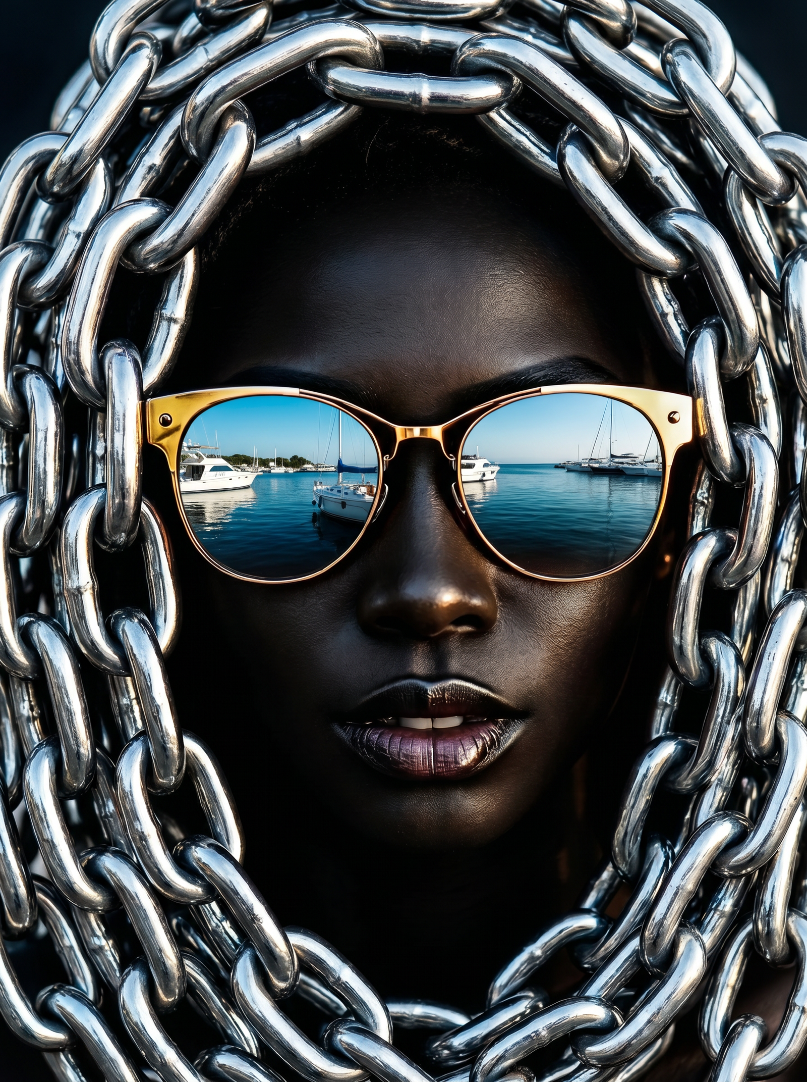 Chrome Harbor Queen Wanddecoratie – Luxe Jacht Canvas Print