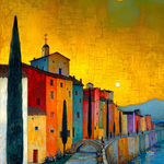Citroenlucht aan de Kade Wanddecoratie – Mediterraans Kust Canvas Print