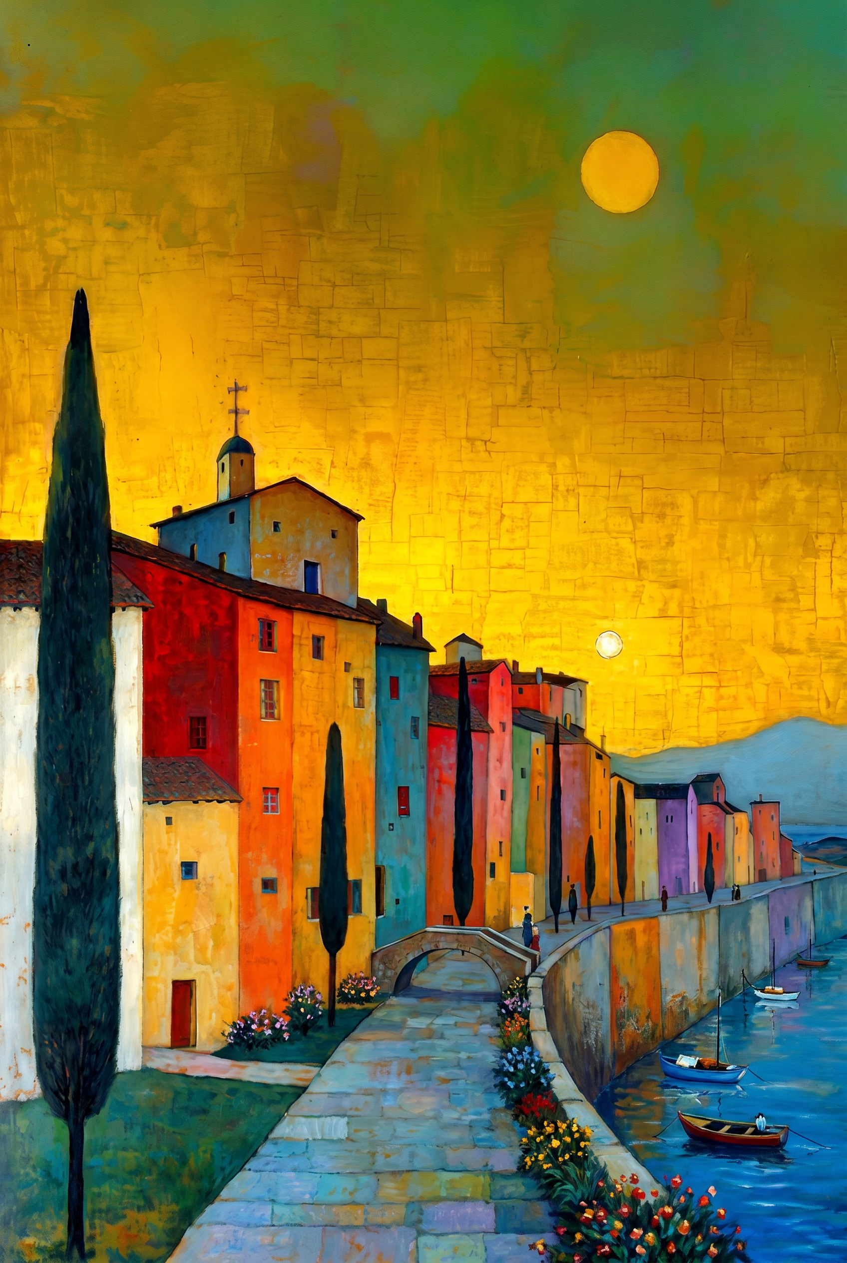 Citroenlucht aan de Kade Wanddecoratie – Mediterraans Kust Canvas Print