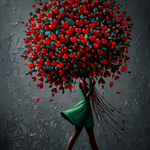 Crimson Heart Blossom Elegance wanddecoratie met bloesem in karmijnrood