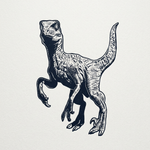 De Kleine Raptor wanddecoratie met schattige kleine dinosaurus vol karakter