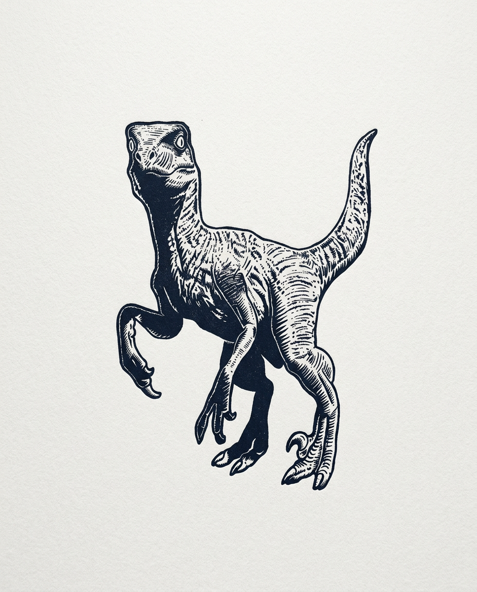 De Kleine Raptor wanddecoratie met schattige kleine dinosaurus vol karakter