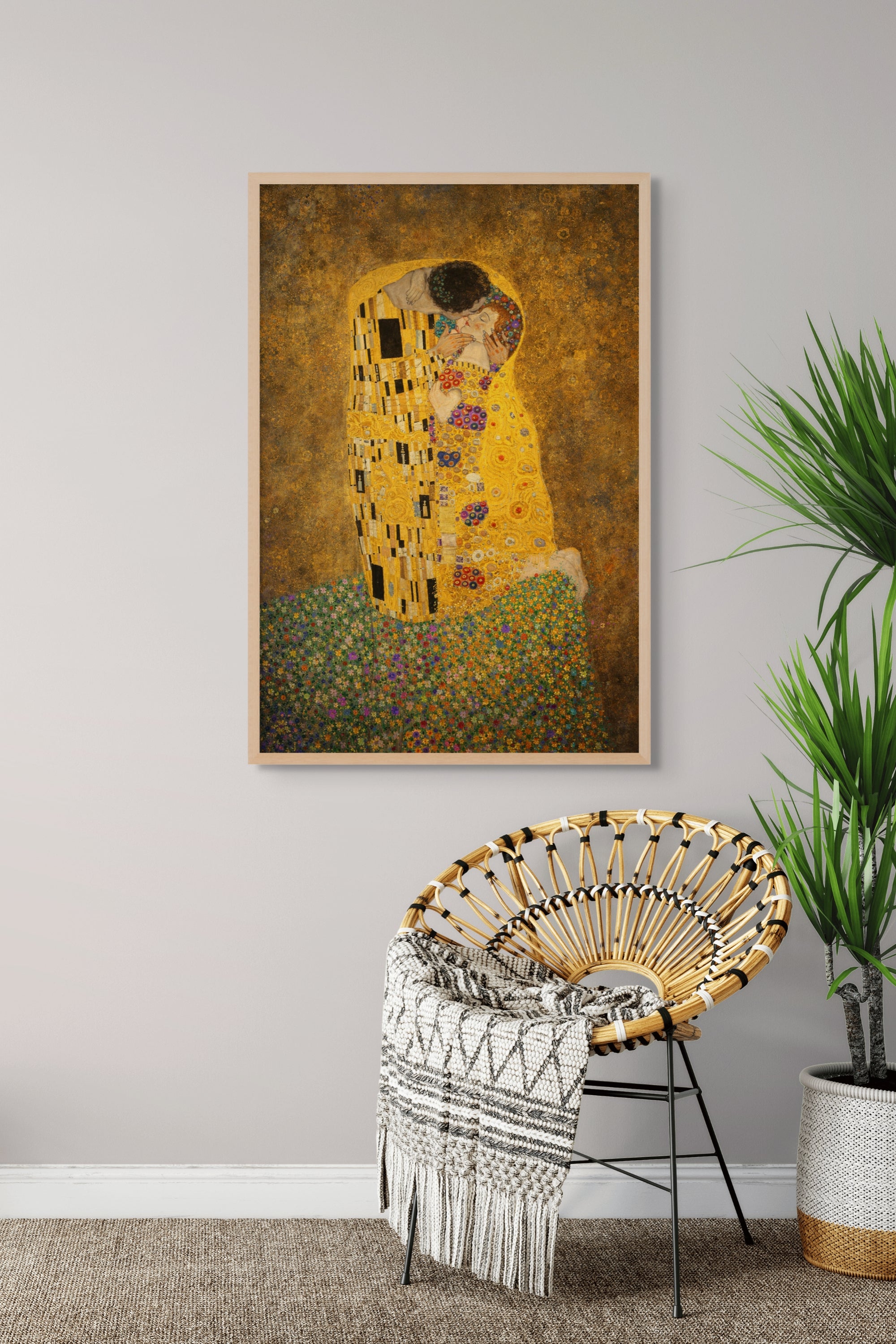 Romantische Wanddecoratie Goud Koppel – Slaapkamer Canvas of Aluminium Print