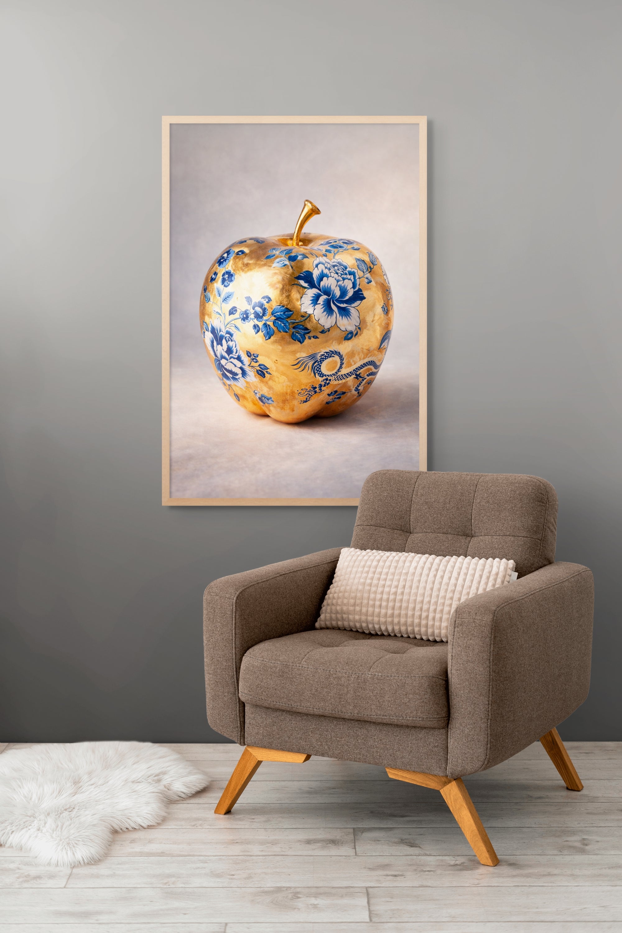 Delfts Blauw Wanddecoratie Appel – Unieke Nederlandse Kunst Canvas of Aluminium