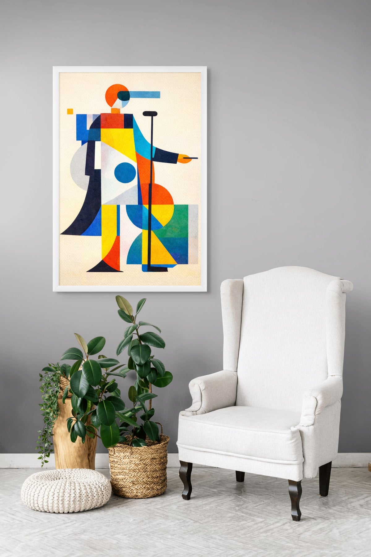De Wandelaar van Kleurblokken Schilderij