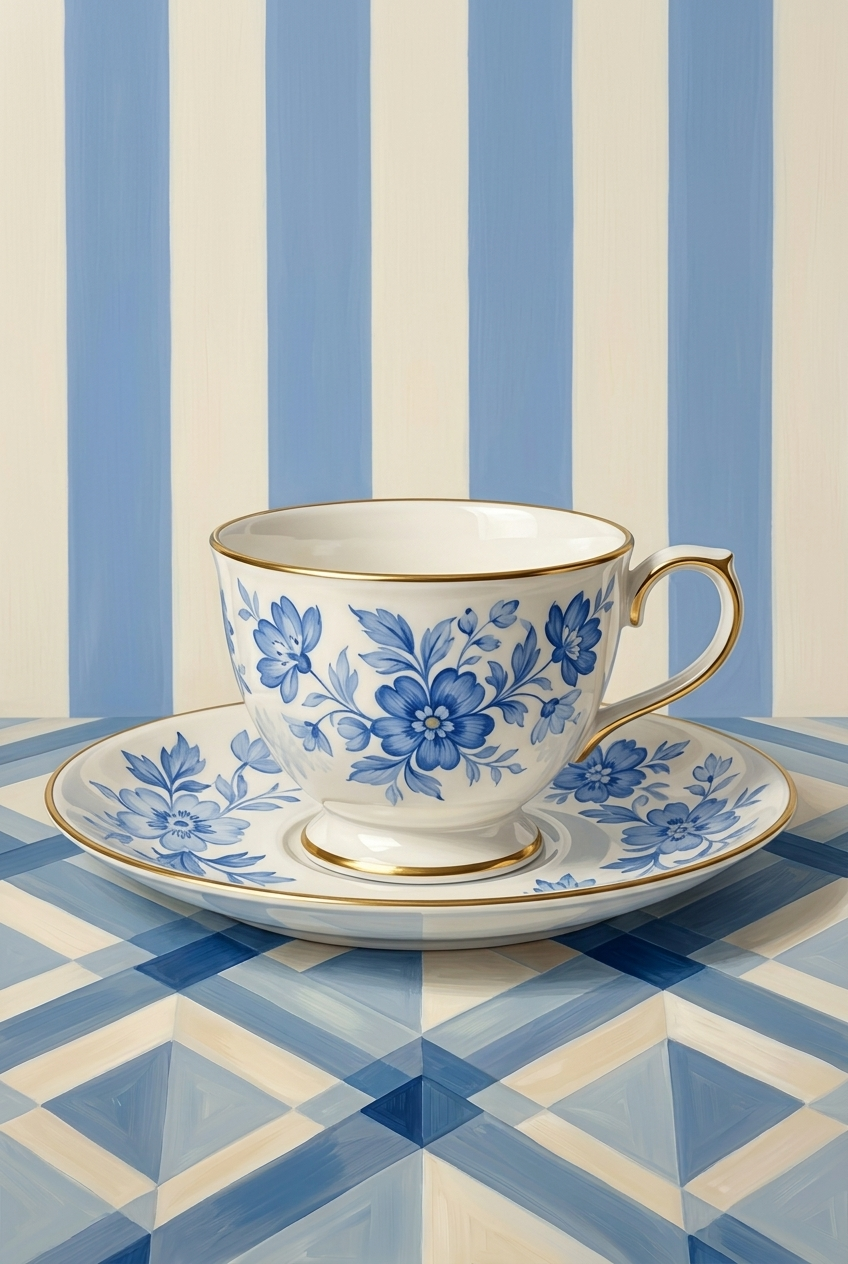 Delfts Theemoment in Pastelblauw
