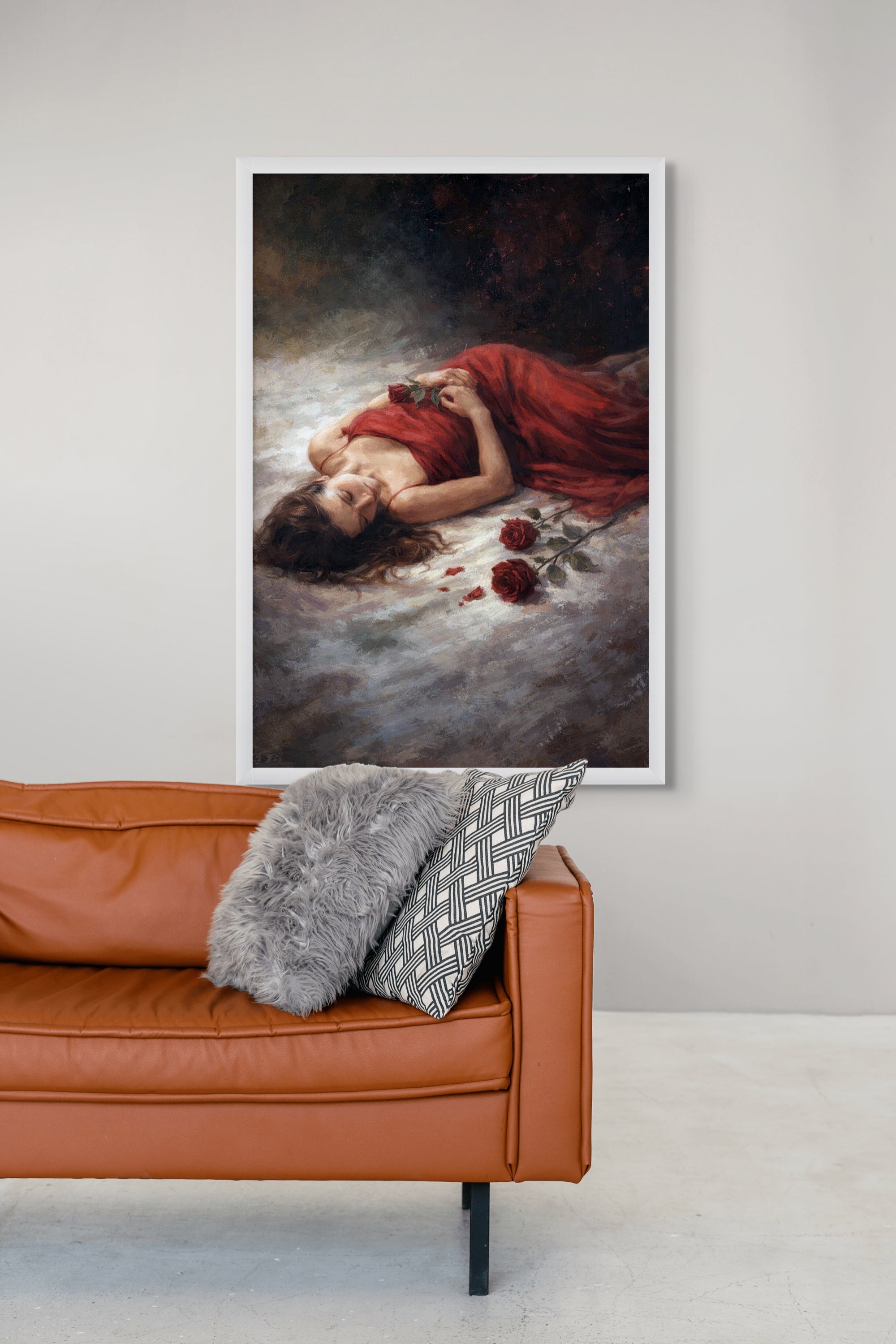 Rood Fluweel Droom Wanddecoratie – Elegant Portret Canvas Print