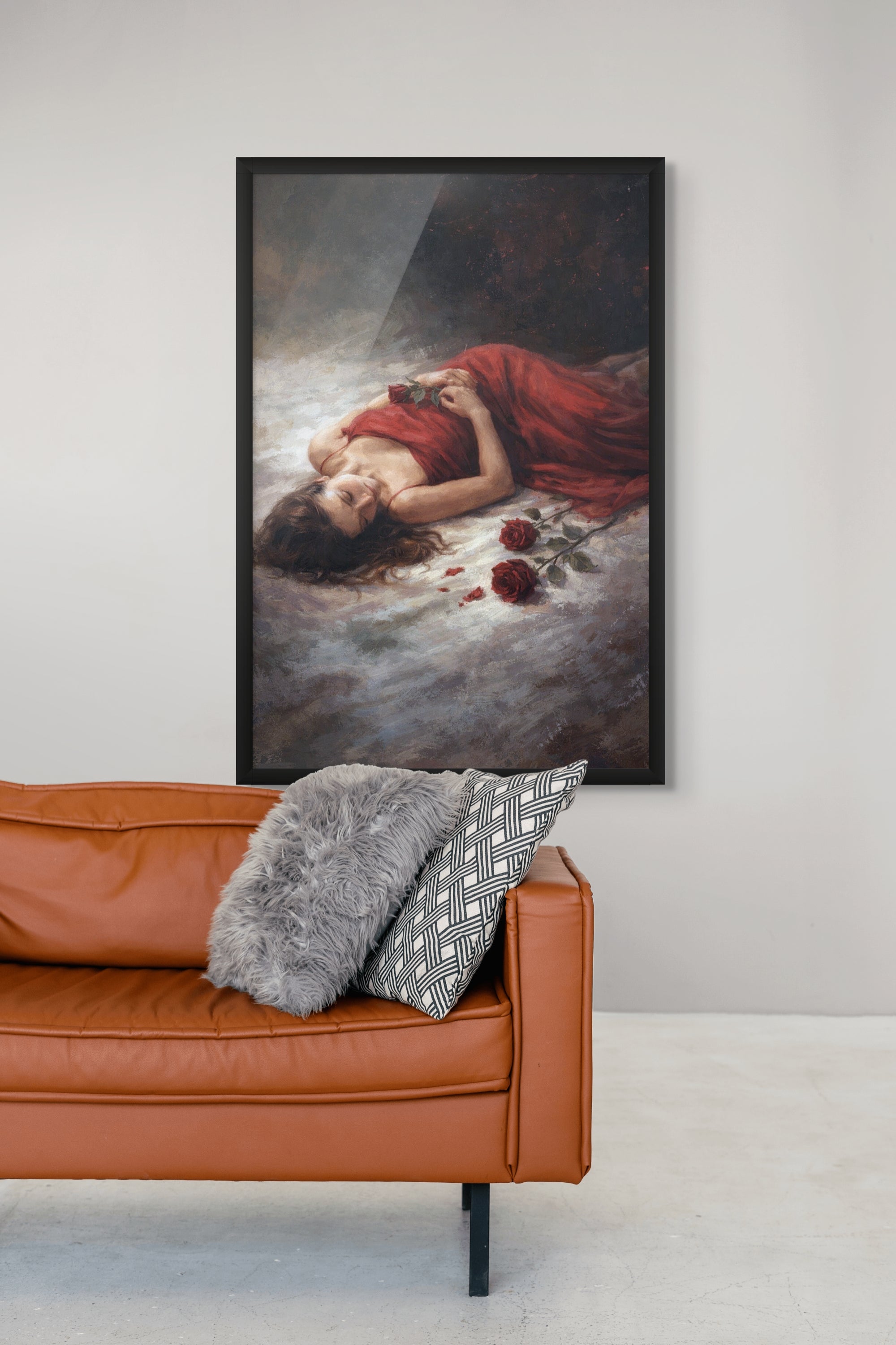 Rood Fluweel Droom Wanddecoratie – Elegant Portret Canvas Print