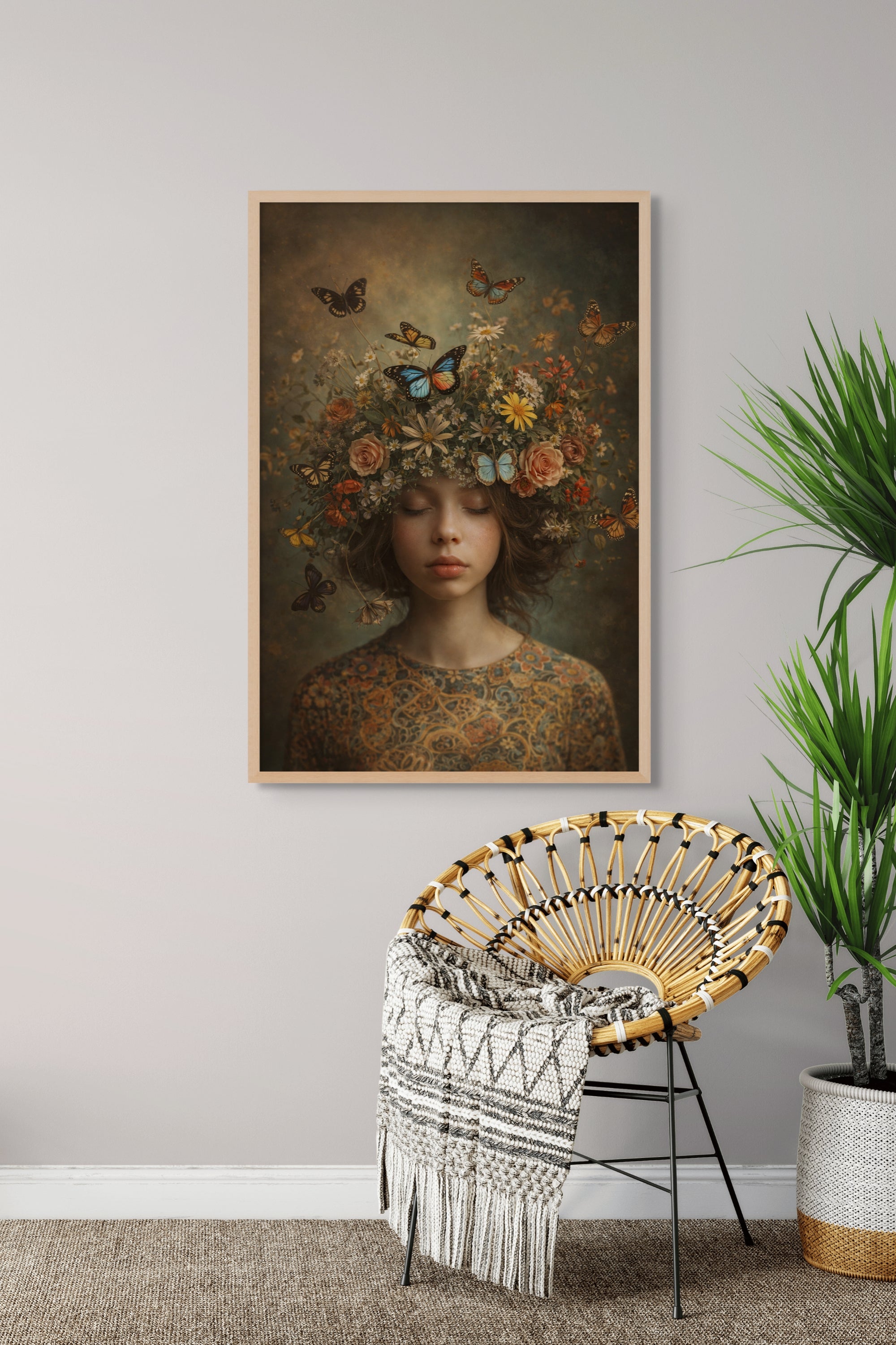 Vlinderkroon Dromen Wanddecoratie – Magisch Vrouw Canvas Print