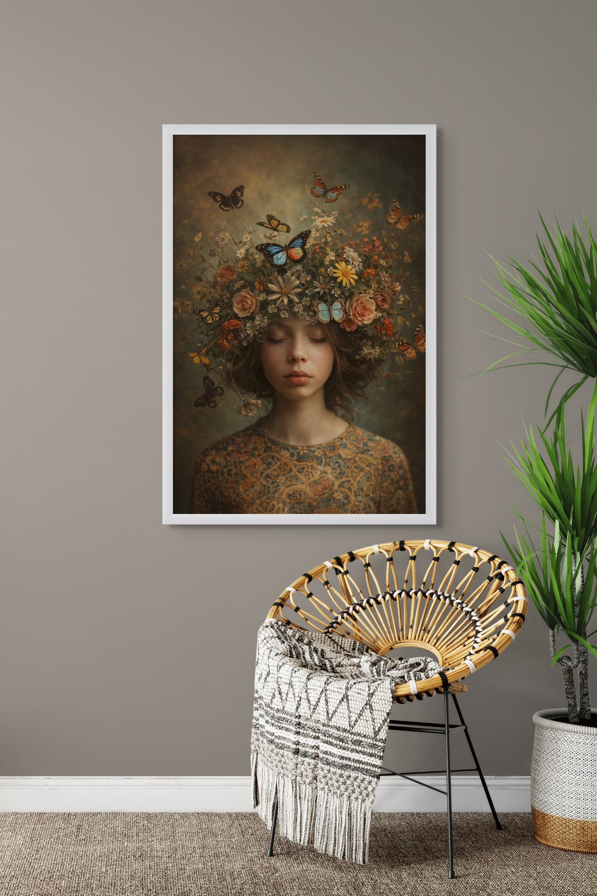 Vlinderkroon Dromen Wanddecoratie – Magisch Vrouw Canvas Print
