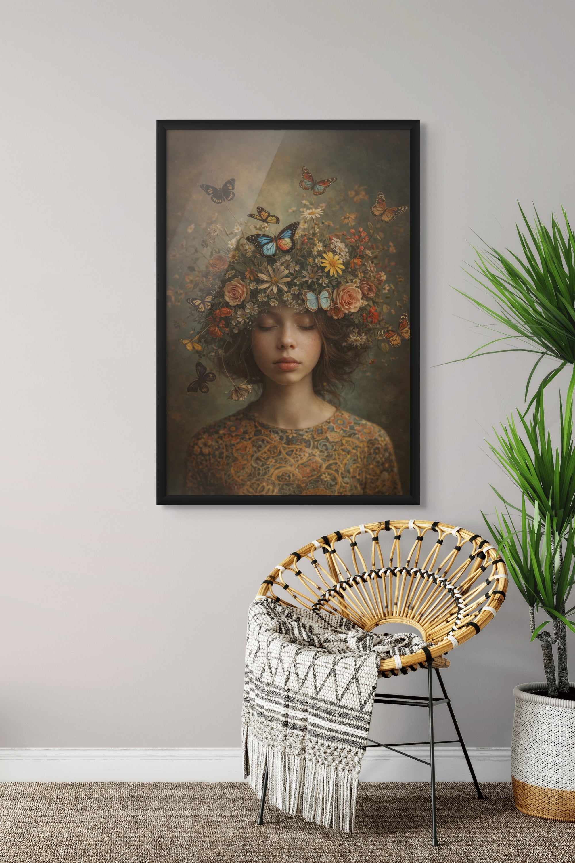 Vlinderkroon Dromen Wanddecoratie – Magisch Vrouw Canvas Print