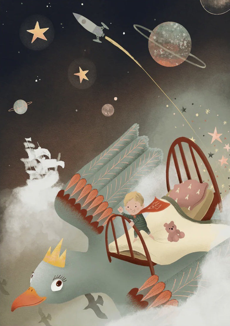 Dromenvlucht door Sterrenstof Wanddecoratie – Magisch Kinderkamer Canvas Print