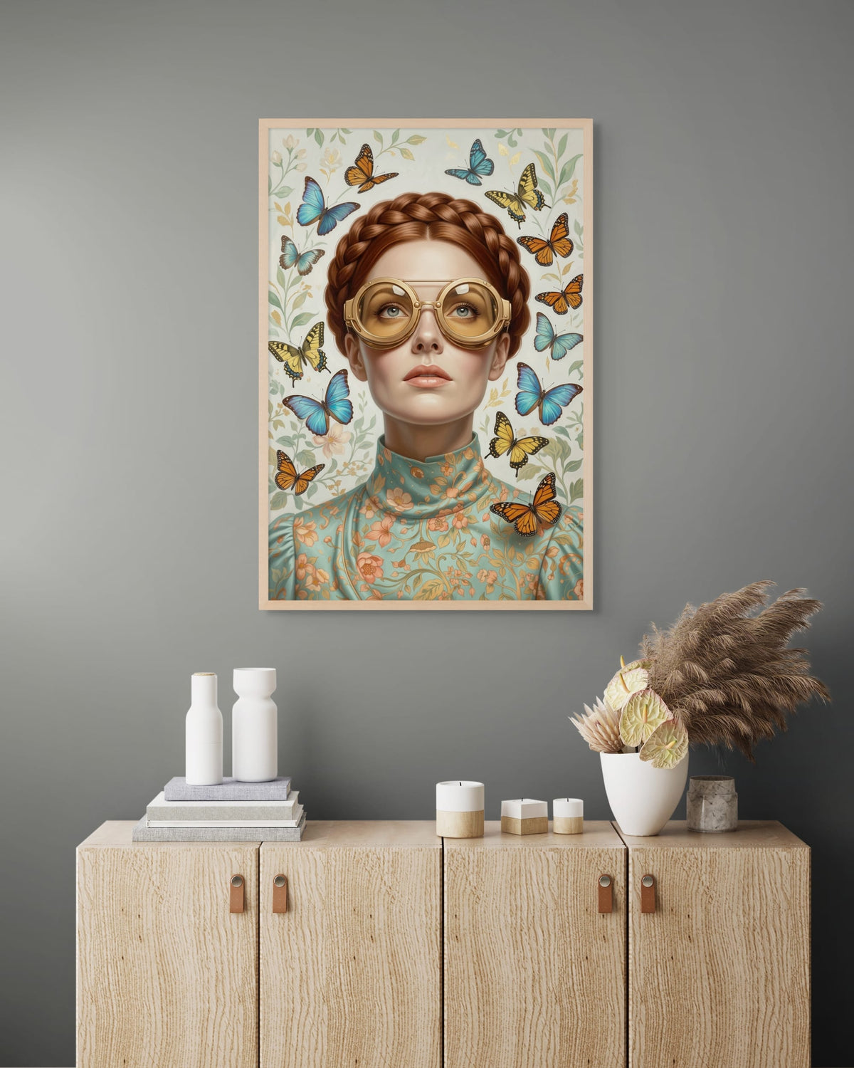 Verträumt zwischen Schmetterlingen und Vintage-Flair – Wandbild auf Leinwand, Aluminium oder Poster