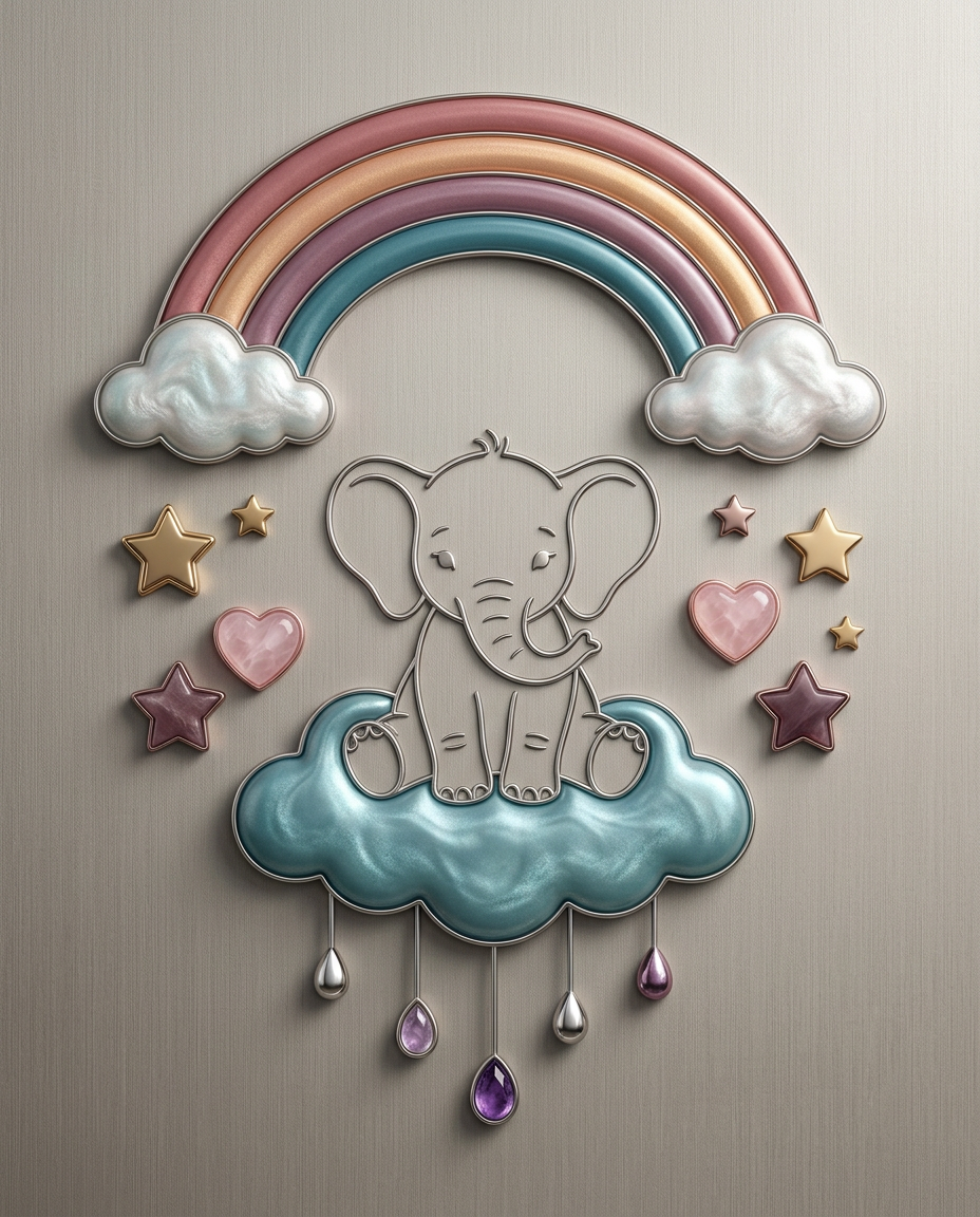 Droomwolk met Ollie wanddecoratie met lief diertje wegdromend op een zachte wolk