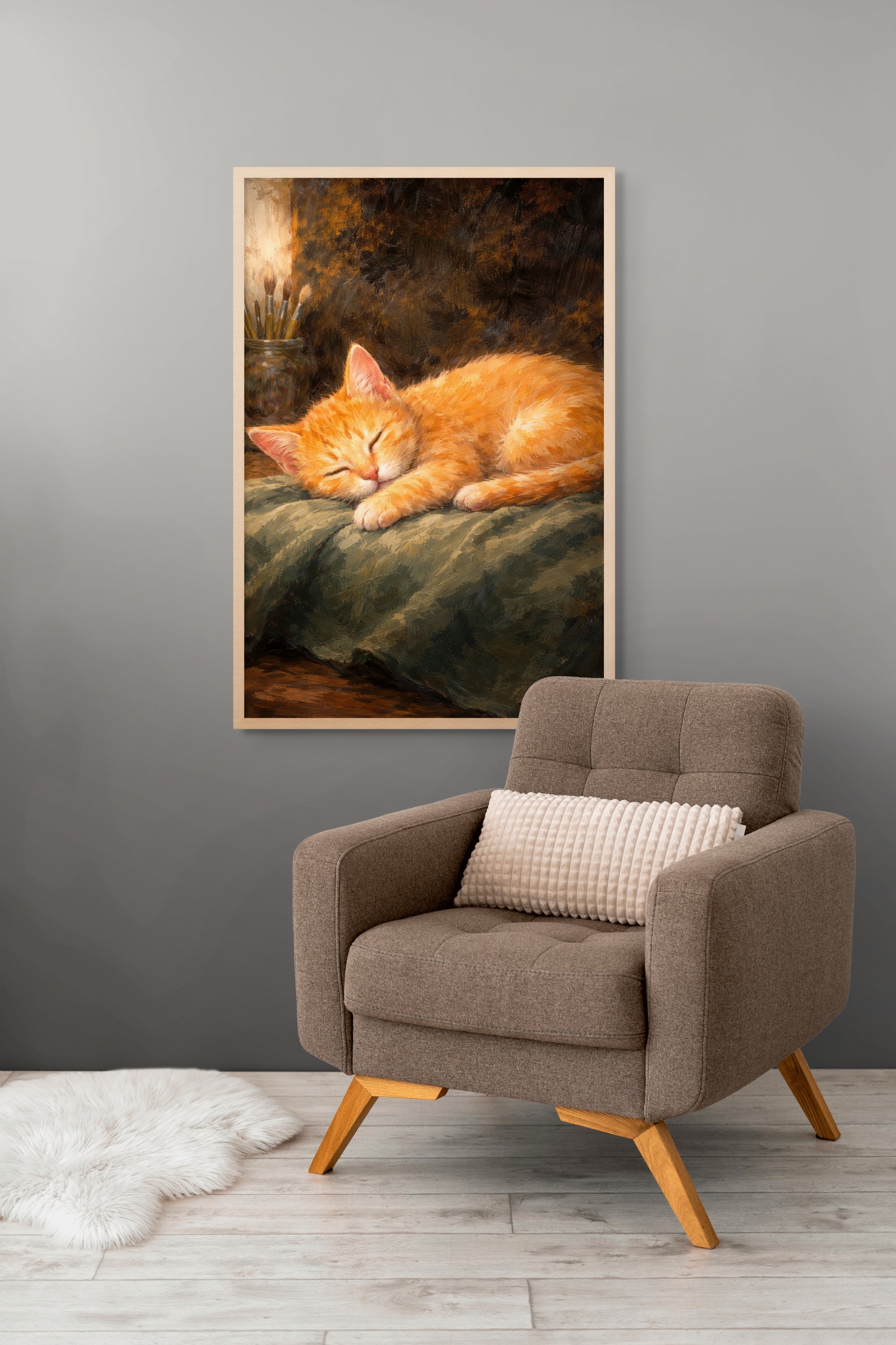 Slapend Konijntje Wanddecoratie – Schattig Babykamer Canvas Print