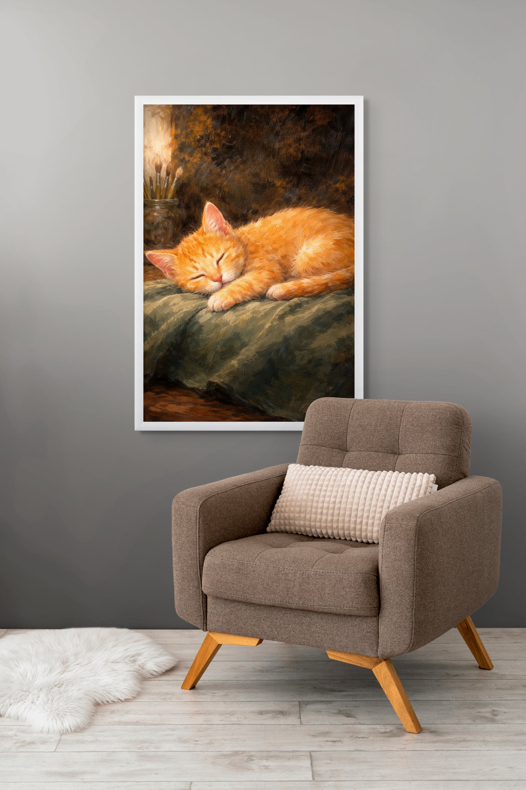Slapend Konijntje Wanddecoratie – Schattig Babykamer Canvas Print