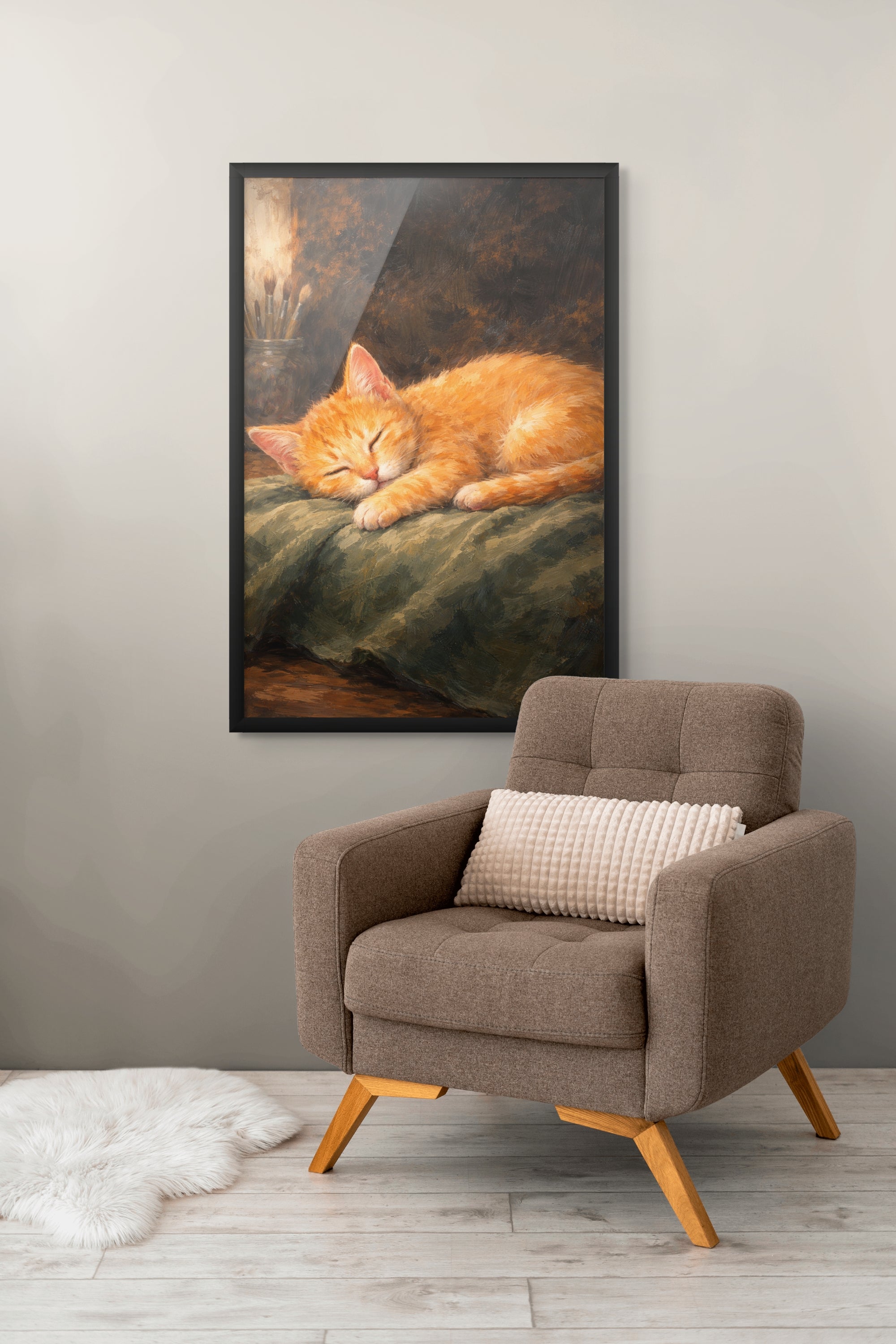 Slapend Konijntje Wanddecoratie – Schattig Babykamer Canvas Print