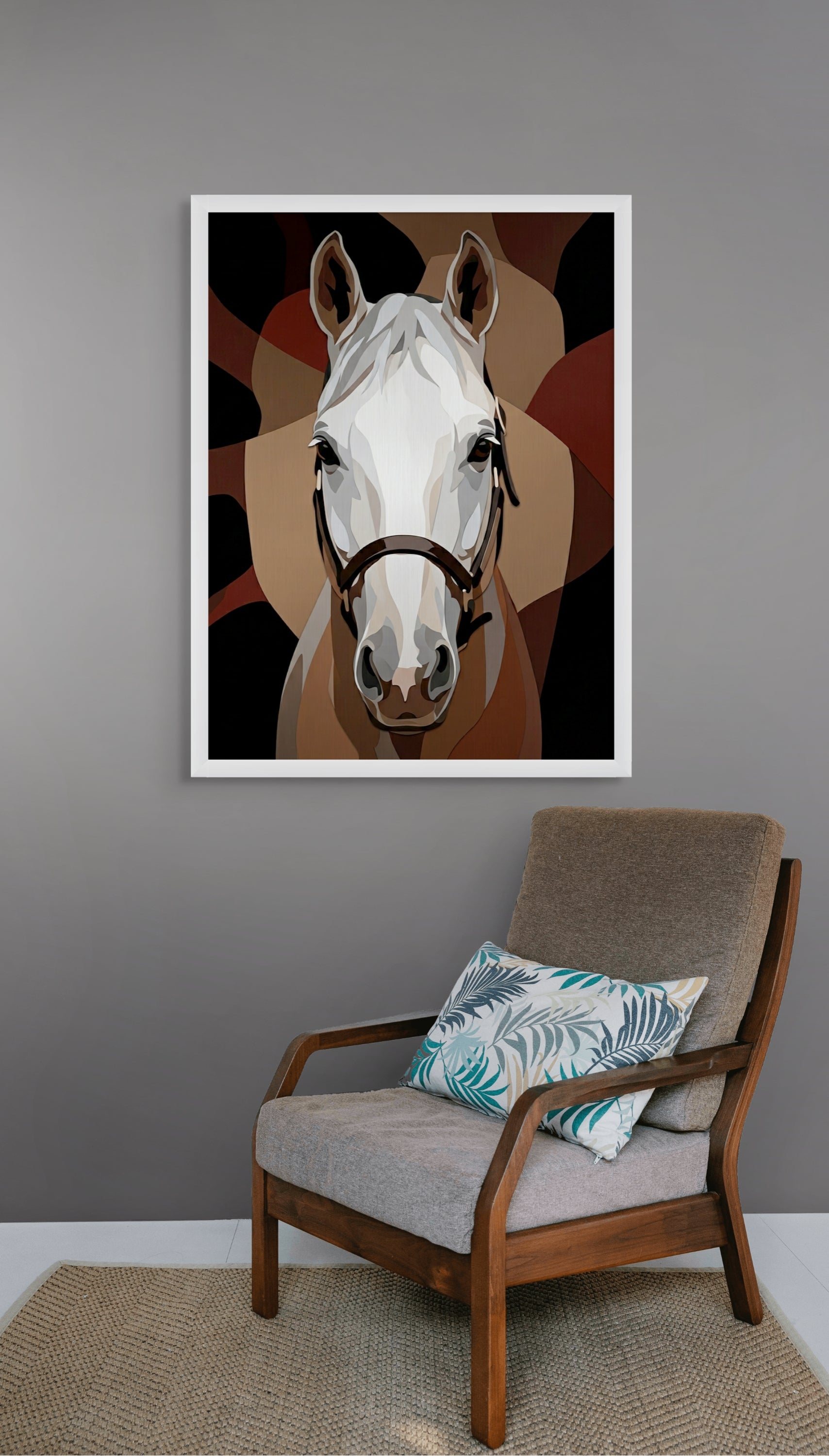 Paard Wanddecoratie Wit – Canvas Schilderij Woonkamer Aluminium of Poster
