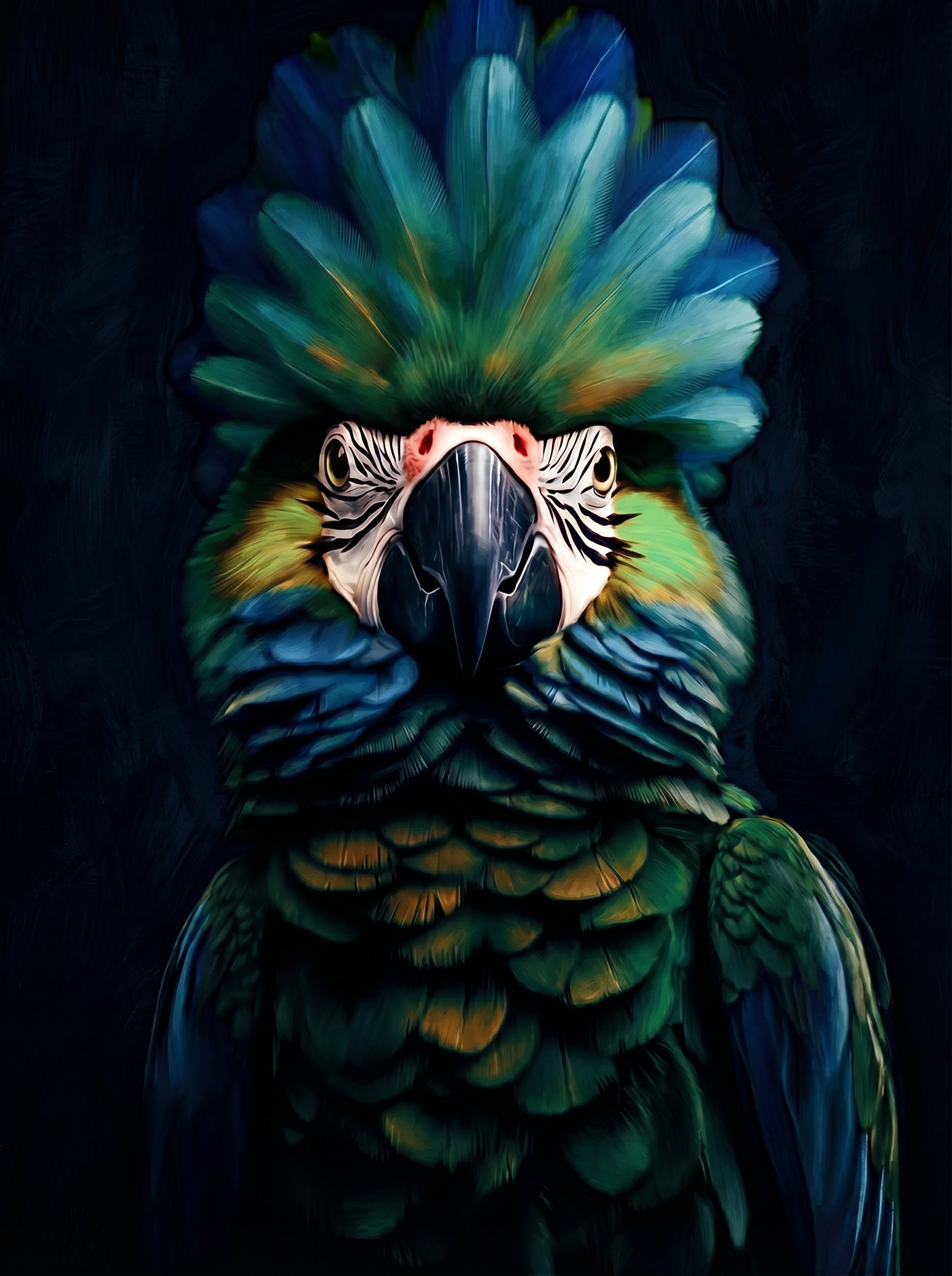 Emerald Sentinel of the Night wanddecoratie met nachtelijke uil in smaragdgroene tinten
