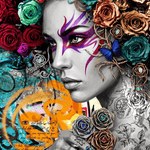 Neon Rose Abstract Wall Art – Colourful Modern Canvas Print