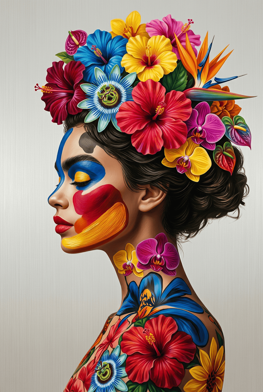 Kleurenmuze met Wilde Bloemenpracht Schilderij