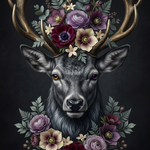 Flora van het Woudhart wanddecoratie met weelderige bloemen uit het hart van het bos