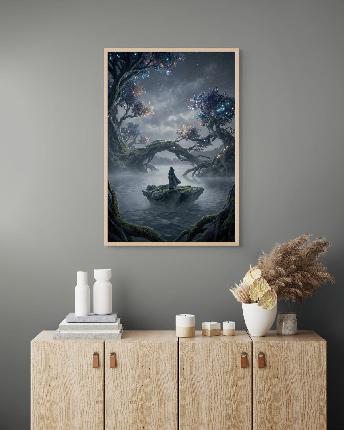 Flüsterwald bei Mondlicht – Wandbild auf Leinwand, Aluminium oder Poster