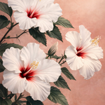Fluistering van de Hibiscusbloesem wanddecoratie met bloeiende hibiscus in zachte tinten