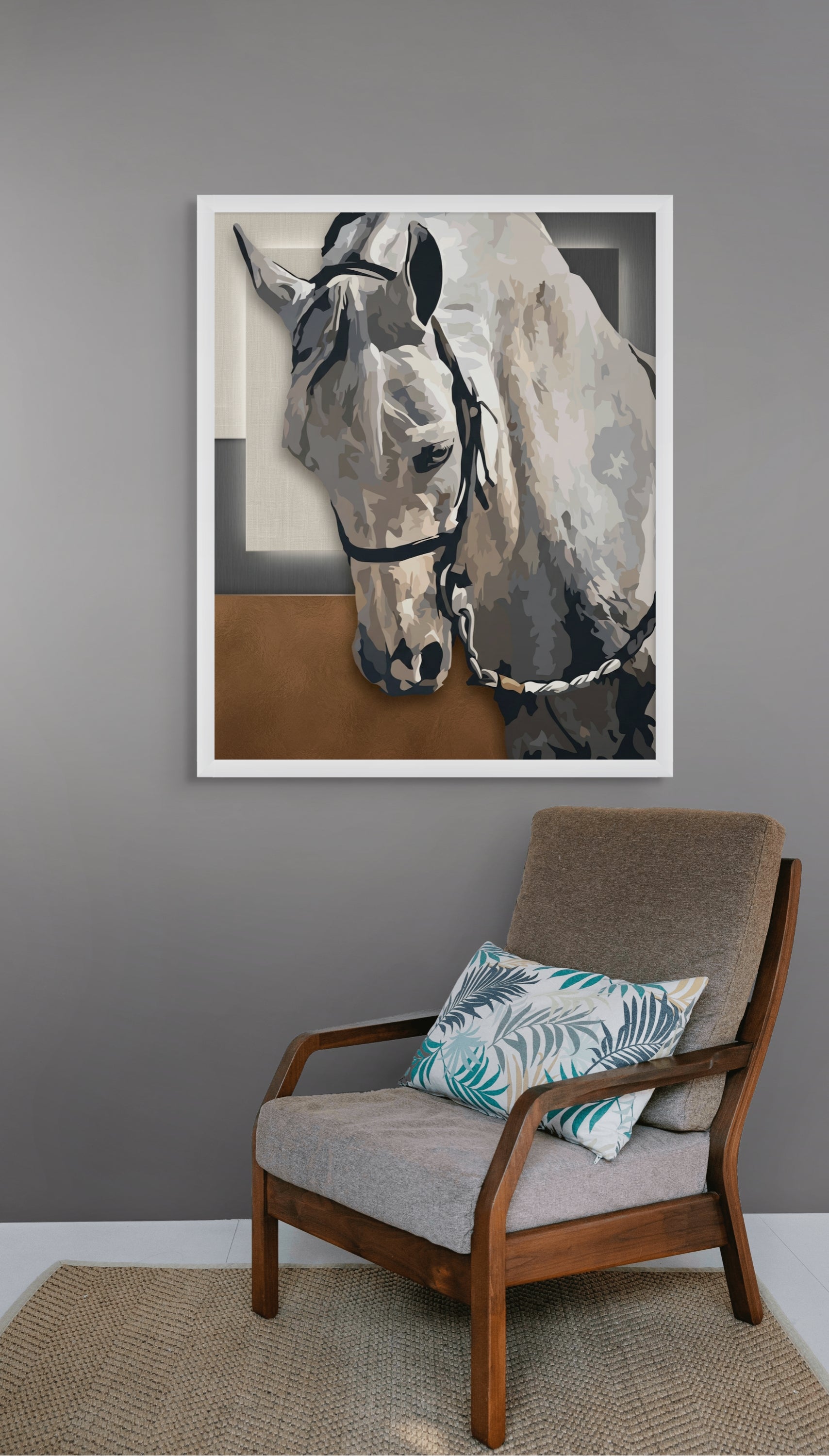 Schimmel Paard Wanddecoratie – Elegant Dieren Canvas Print